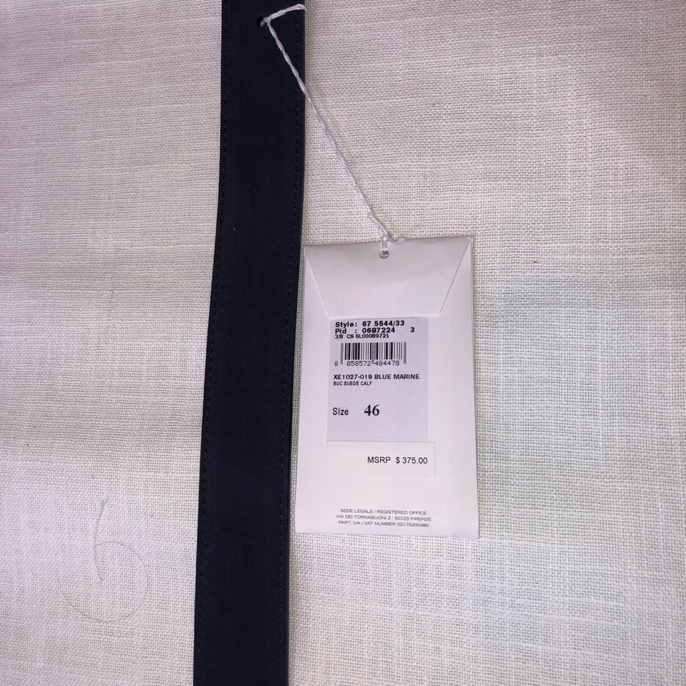 Salvatore Ferragamo Blue Suede Belt Size 46 New
